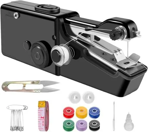 ROMINVIC Máquina de coser a mano, mini máquina de coser eléctrica portátil con accesorios de costura
