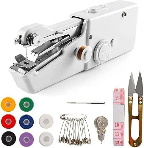 Máquina de coser manual, herramientas de costura inalámbricas blancas mini máquina de coser portátil