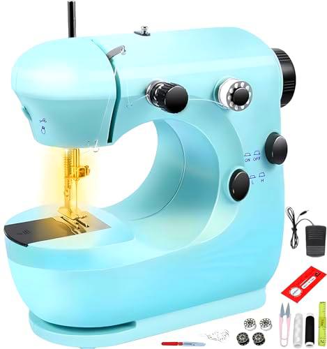 Maquina de Coser Costurero, Gofemial Maquina de Coser Portatil Profesional Máquina de Coser Eléctrica de Mano Sewing Machine Manual Mini para Ropa Cortinas Telas Bricolaje para Viajes en Casa