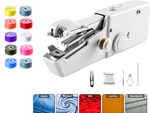 Máquina de coser a mano con accesorios de costura, máquina de coser eléctrica portátil para principiantes