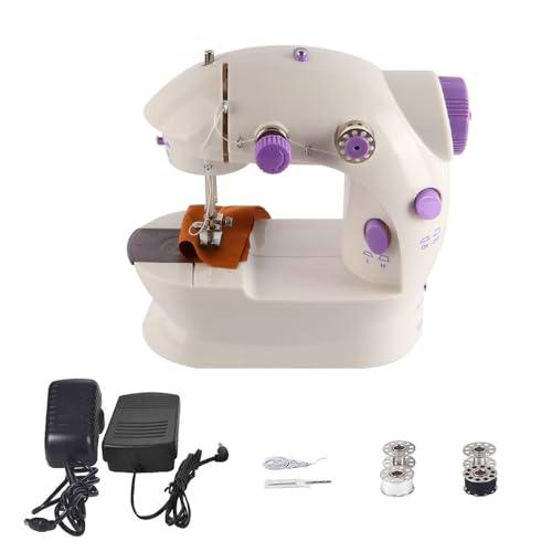 Ieron Mini máquina de Coser portátil de 240 V, máquina de Coser eléctrica de Pedal de Dos velocidades y Dos Cables para Principiantes