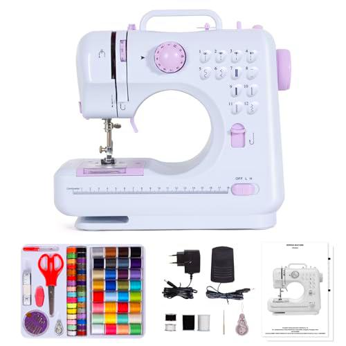Todeco - Máquina de coser portátil con cajón, máquina de coser para principiantes con 12 programas de costura con kit de costura y pedales