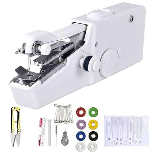 Máquina de coser a mano con accesorios de costura, mini máquina de coser eléctrica