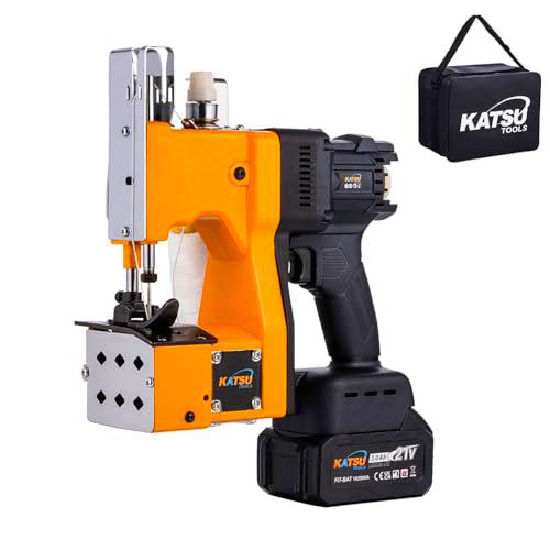 KATSU FIT-BAT Maquinas de Coser Sacos Portátil 21V Inalámbrico Máquina de Embalaje de Costura Más Cercana Bolsa con Batería de 3.0 Ah