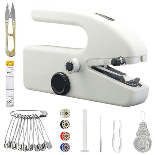 BAIFULAI Mini máquina de coser a mano eléctrica, pequeña máquina de coser con accesorios de costura