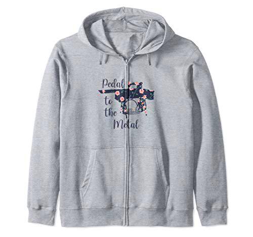 Pedal to the Metal Vintage Sewing Machine Floral Sudadera con Capucha