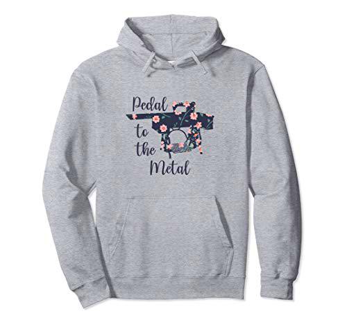 Pedal to the Metal Vintage Sewing Machine Floral Sudadera con Capucha