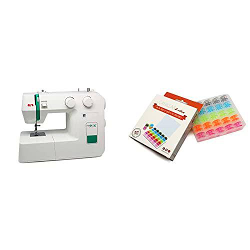 Alfa Maquina De Coser Next, Verde, 30 X 19 X 37 Cm + 6050-Caja 25 Canillas Colores