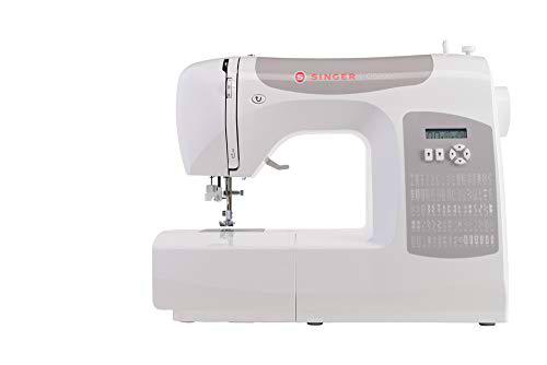 Singer C5205 - Máquina de coser (luz LED, pantalla y mesa de empuje blanca), color gris