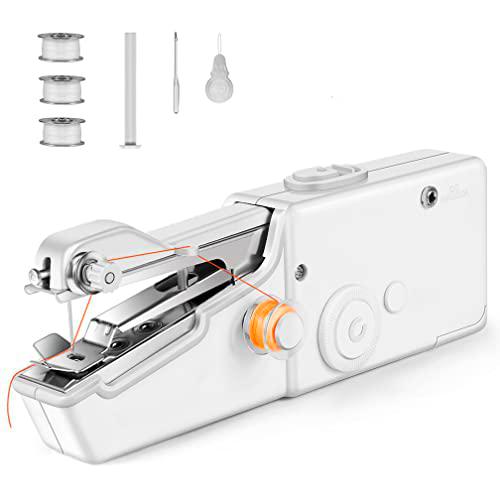 Mini máquina de coser portátil con accesorios de costura y funcionamiento con pilas