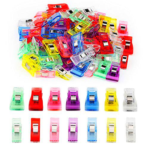 Ipow [100pcs] Clips para Coser-2 Tamaños y Colores Mezclados Pienzas Plásticas para telar