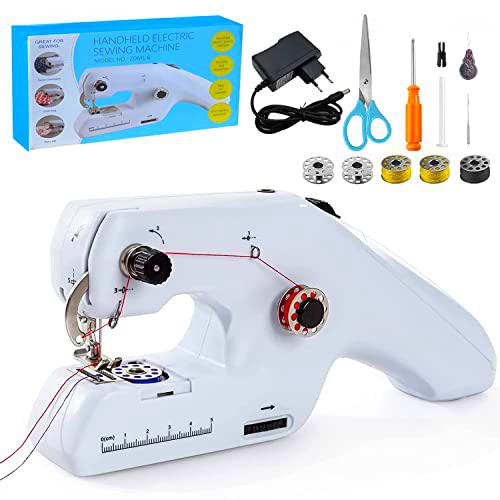 2022 Máquina de coser a mano de doble hilo Máquina de coser eléctrica portátil mini máquina de coser para principiantes adultos