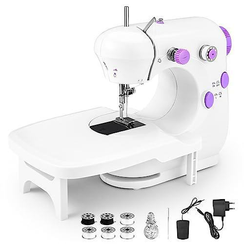 Mini máquina de coser con mesa, máquina de coser portátil eléctrica