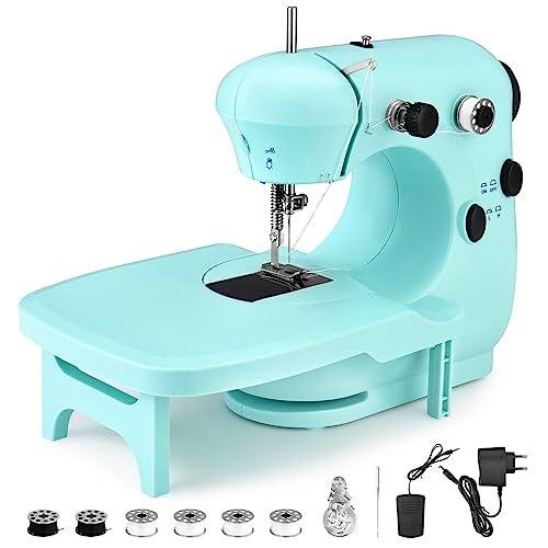 Mini máquina de coser con mesa, máquina de coser portátil eléctrica