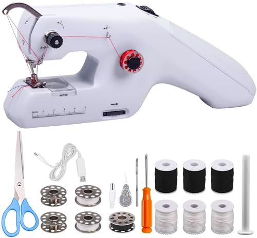 AIBISTAR Máquina de Coser Eléctrica Portátil, Máquina de Coser Manual de Doble Hilo